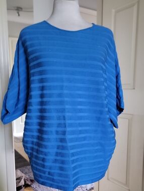 Ninety Clothing Co Blue Women's Textured Stripe Top